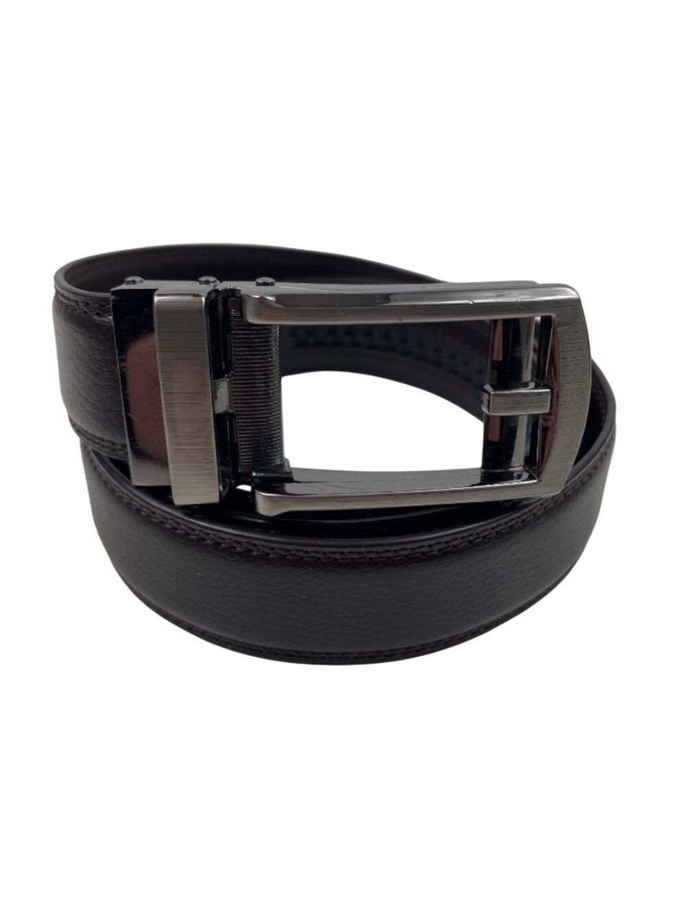 Comfort Click Mens Leather Ratchet Belt Adjustable Size 38 Dark Brown